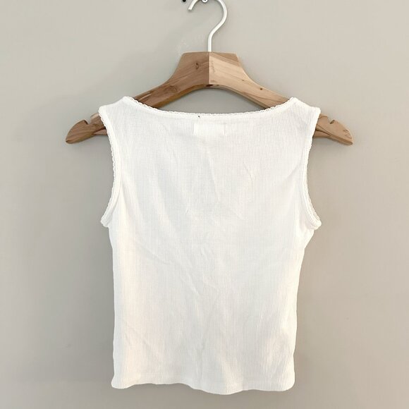 My Mum Made It - Light Waffle Button Tank Top - White M-L - Picture 3 of 3